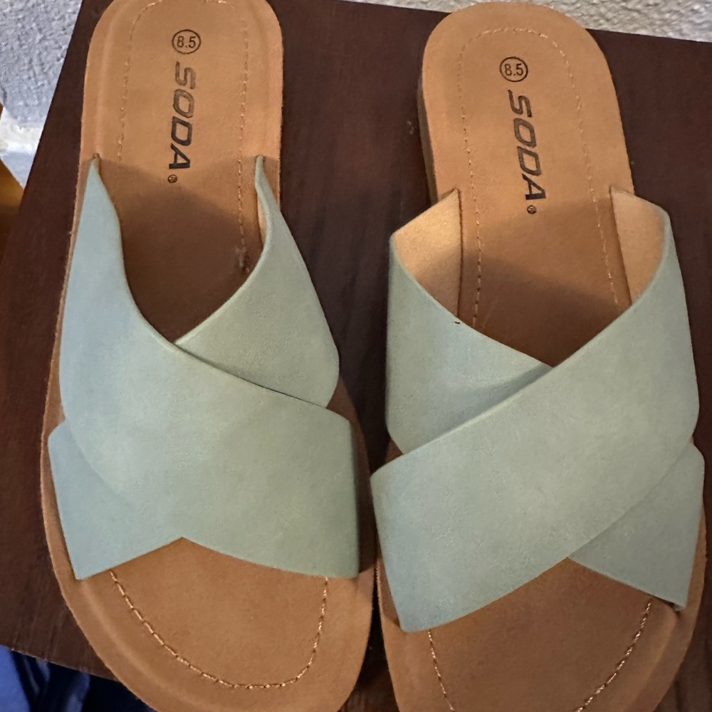 Soda Women's Green Slide Sandals